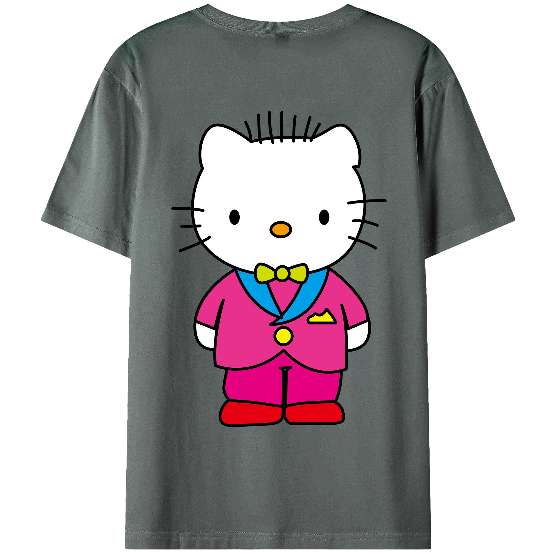 （画像用） Hello Kitty ハローキティ 綿100％ メンズ半袖Tシャツ（バックプリント） 通気性